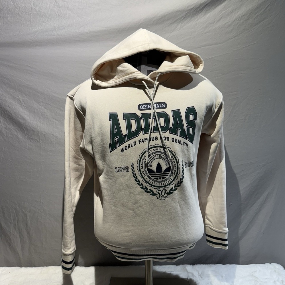 Adidas 50Th Anniversary Long Sleeve Hoodie Raised Embroider Sweatshirt SizeXS‎
